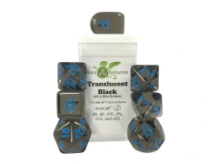 Translucent Black with Light Blue Numbers - Set of 7
